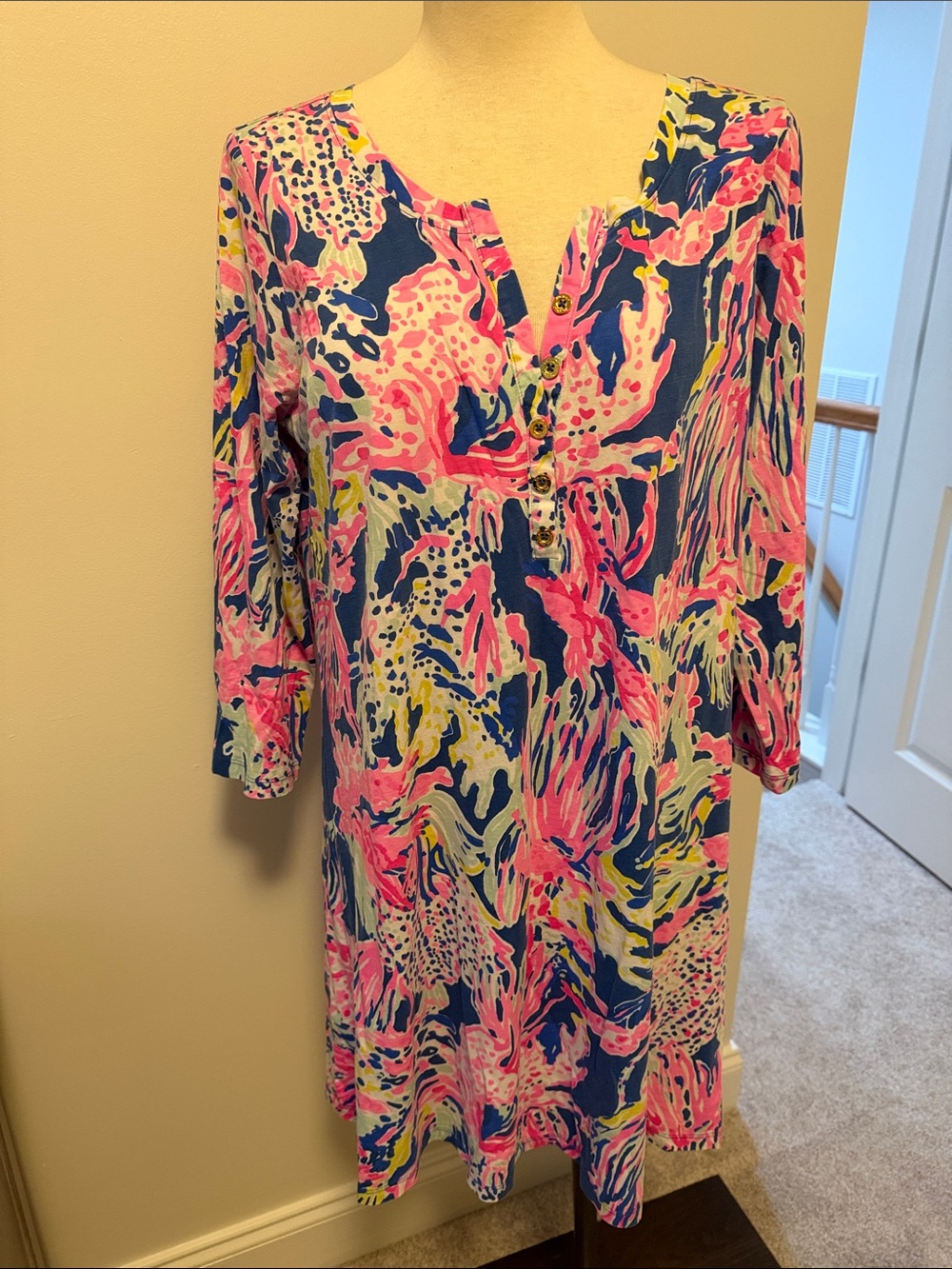 Lilly Pulitzer Pink, Blue & Yellow Printed Tunic Cover-Up